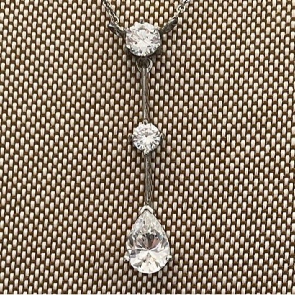 925 cubic zirconia pendant Drop Journey with 3 stones pendant necklace